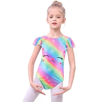 Naujas Rainbow Kūdikių Šokių, Gimnastikos Maudymosi Baleto Drabužiai Mergaitėms Jumpsuit 3-8 Y Vienaragis Dancewear Mergina Bodysuits Už Vaikas