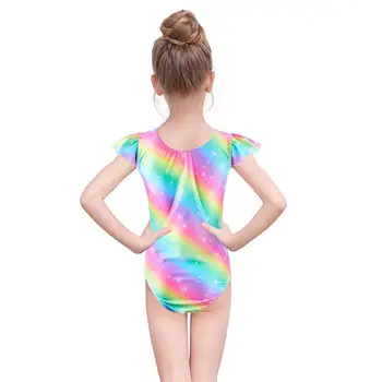 Naujas Rainbow Kūdikių Šokių, Gimnastikos Maudymosi Baleto Drabužiai Mergaitėms Jumpsuit 3-8 Y Vienaragis Dancewear Mergina Bodysuits Už Vaikas