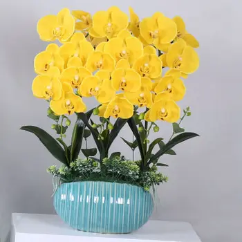 Naujas atvykti dirbtinis silicio nekilnojamojo touch orchidėja, gėlių kompozicijų bonsai gėlė, tik ne vaza