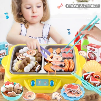 Naujas yeargift Vaikų namų hot pot grilis žaislas modeliavimas purškimo virtuvės valgių vėrinukai maži prietaisai, mikrobangų krosnelė žaislai