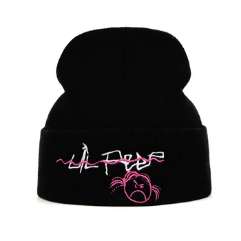 Naujojo Lil Peep Kepuraitė Siuvinėjimai Be eavesmen moterų Mezgimo Kepurė Megzta kepurė Skullies Šiltos Žiemos Unisex Slidinėjimo Hip-Hop Skrybėlę 2020 m.