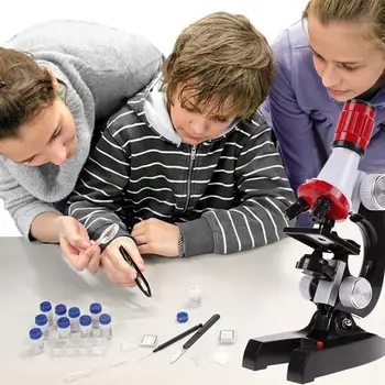 Naujojo Mikroskopo Rinkinys Lab LED 100X-1200X Namų Mokyklos Švietimo Žaislas Dovana Biologinis Mikroskopas Vaikams Vaiką
