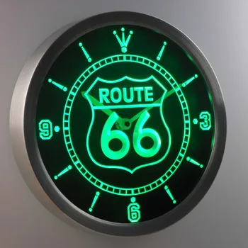Nc0315 Route 66 Bare Alaus Neoninės Šviesos Ženklai LED Sieninis Laikrodis