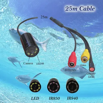 Nemokamas Pristatymas 90 Laipsnių Mini Povandeninį Žuvų Ieškiklis Vandeniui Vaizdo Apsaugos Kamera Su 8 LED Lempos