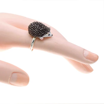Nemokamas pristatymas gyvūnų žiedas moterų mados mielas kūrybos dovana, unikalus papuošalų dizaineris Ežys žiedas
