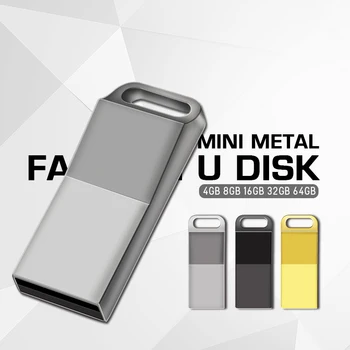 Nerūdijančio Plieno USB pen drive 128 gb usb flash drive 16gb 32gb 64gb pendrive usb stick su keychain 