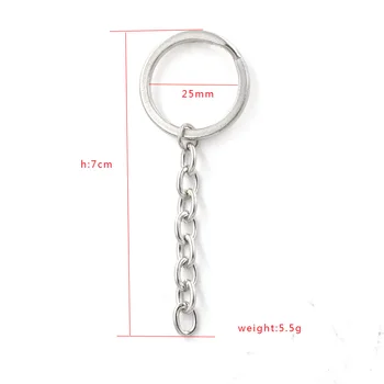 Nerūdijančio Plieno paketų prižiūrėtojų raktinę Keychain 25mm Metalo Splitas Žiedas Su Trumpos Grandinės Raktų Žiedas 