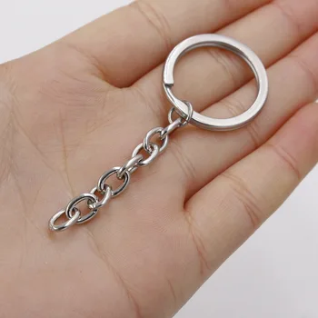 Nerūdijančio Plieno paketų prižiūrėtojų raktinę Keychain 25mm Metalo Splitas Žiedas Su Trumpos Grandinės Raktų Žiedas 