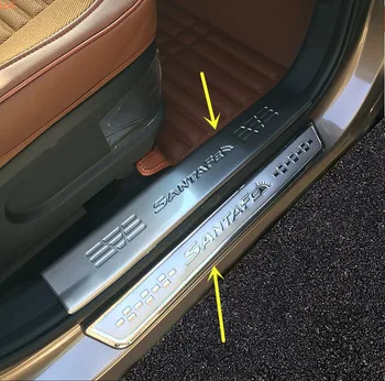 Nerūdijančio plieno Slenkstis, baras, bagažo skyriaus darbuotojas riba Shield Anti-scratch apsauga Hyundai SantaFe 2013-2017 Automobilių stilius