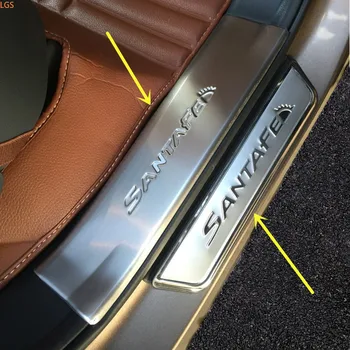 Nerūdijančio plieno Slenkstis, baras, bagažo skyriaus darbuotojas riba Shield Anti-scratch apsauga Hyundai SantaFe 2013-2017 Automobilių stilius