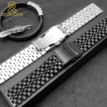 Nerūdijančio plieno apyrankė 20mm vyrai laikrodžiai dirželis kieto metalo watch band 22mm 316l nerūdijančio plieno apyrankė Dvigubai saugos sagtis