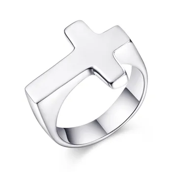 Nerūdijančio plieno paprasta kryžiaus žiedas Protestantų Krikščionių kryžius religinių žiedas