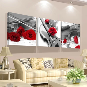 Neįrėminti HD Spausdinti Sienos Menas Drobė Modulinės Triptiką Gėlių Tapybos Vaizdą Abstrakčiai Raudona Rožė svetainė Namų Dekoracijos