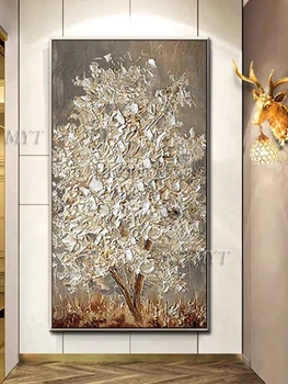 Neįrėminti Rankomis Dažyti Peilis Aukso Medžio Aliejaus Tapyba Ant Drobės, Didelių Paletę 3D Paveikslų Kambarį Šiuolaikinio Abstraktaus Sienos Menas