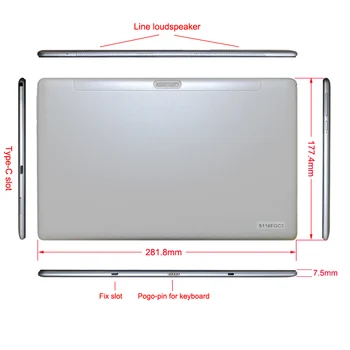 Nešiojamas kompiuteris Tablet 11,6 Colių MTK6797 (X27) Deka-core Android 8.0 128 GB ROM, vaizdo Kamera 13.0 mp 4G LTE 2 in 1 sąsiuvinis Planšetiniu kompiuteriu Su Klaviatūra