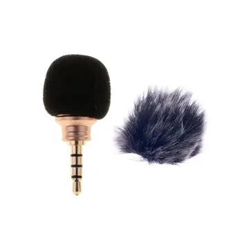 Nešiojamų 3.5 mm Mikrofoną Mic+Kailio Mikrofonas, Vėjo apsauginės ausinės už Išmaniojo Telefono Įrašymas