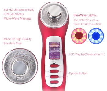 Nešiojamų Face Lift LED Fotonų 3MHz Ultragarso Galvaninis Spa Massager Anti Acne Odai Balinti Įmonė Veido Gilus Valymas Ultragarsu