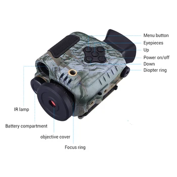 Nešiojamų Mini Infraraudonųjų spindulių Naktinio Matymo Monokuliariniai Skaitmeninis taikymo Sritis Teleskopą tolimų 8GB DVR Kamera Lauko Sporto Medžioklė