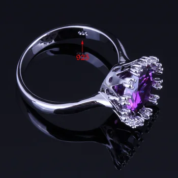 Nuostabi Crown Violetinė Balta Kubinis Cirkonis (CZ Sidabro Padengtą Žiedas V0114