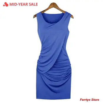 O-kaklo Moterų Berankovis Suknelė Slim Fit Elegantiškas Plisuotos Suknelė 2020 Naujas Mados Kietas Plius Dydis Aukštis Juosmens Juoda Suknelė Šalis