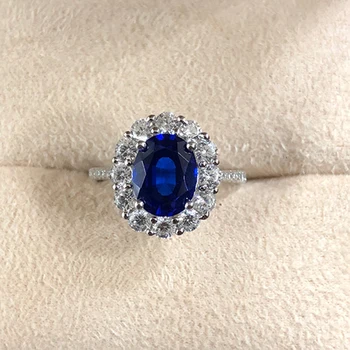 OEVAS Derliaus 925 Sterlingas Sidabro Royal Mėlyna Safyras Brangakmenio Vestuvių Dalyvavimo Šalies Moterų Žiedas Fine Jewelry Didmeninės
