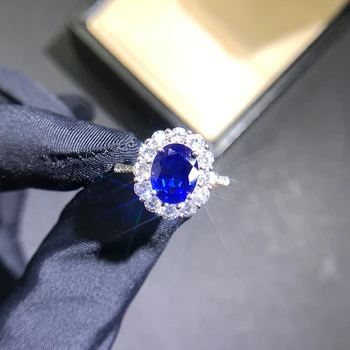 OEVAS Derliaus 925 Sterlingas Sidabro Royal Mėlyna Safyras Brangakmenio Vestuvių Dalyvavimo Šalies Moterų Žiedas Fine Jewelry Didmeninės