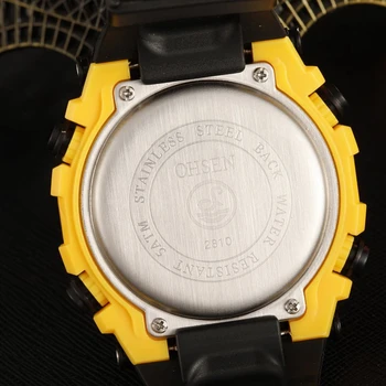 OHSEN Vyrų/Berniukas Sporto Laikrodžiai Vyrų Laikrodis Skaitmeninis Žiūrėti 7 Įvairių spalvų LED Šviesos Daugiafunkcinis 50M atsparumas Vandeniui Karinės Laikrodis