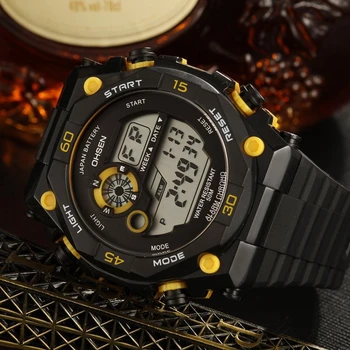 OHSEN Vyrų/Berniukas Sporto Laikrodžiai Vyrų Laikrodis Skaitmeninis Žiūrėti 7 Įvairių spalvų LED Šviesos Daugiafunkcinis 50M atsparumas Vandeniui Karinės Laikrodis