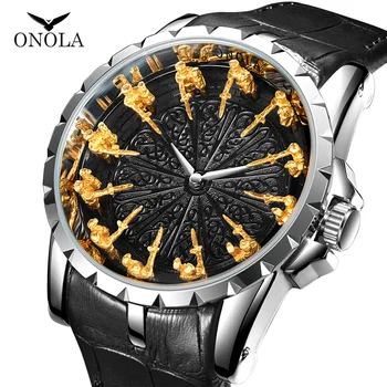 ONOLA prekės prabangos žiūrėti žmogus 2019 rose gold oda atspari vandeniui Derliaus dizaineris laikrodis vyrų mados atsitiktinis relogio masculino