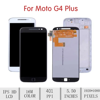 ORIGINALĄ Motorola Moto G4 Plius LCD Jutiklinis Ekranas skaitmeninis keitiklis Asamblėjos MOTO G4 Plus Ekranas su Rėmu XT1644 XT1641 XT1640