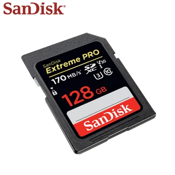 Originalios SanDisk Extreme PRO 128 gb SD Kortelė 64GB 32GB Class 10 SDXC SDHC Atminties Kortelė 170MB/s SLR Camera