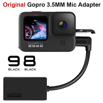 Originalus GoPro 3,5 mm Mikrofono Adapteris Gopro Hero 9 Max 8 7 6 5 Juoda Mikrofono Adapteris Gopro Priedų