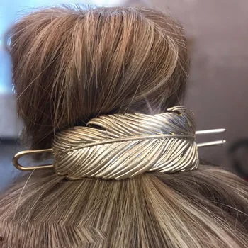 Originalus Plunksnų Bun Manžetai Senovinių Lapų Plaukų Stick Rinkinys Moterims Unikalus Vestuvių Plaukų Aksesuarai, Retro Plaukų Smeigtukai Femme Bijoux 2019