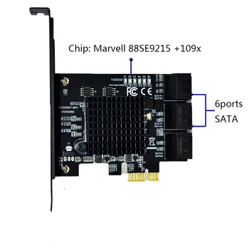 PCI-E, SATA korta PCI-E 1X Kortos PCI Express, SATA 3.0 2Ports 4ports 6ports SATA III 6Gbps Plėtra Adapterio Plokštės pridėti kortelės