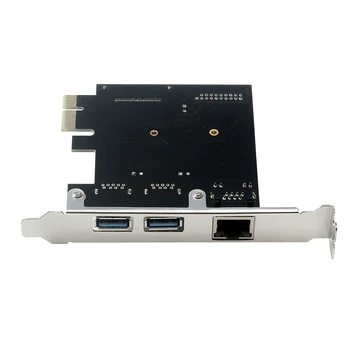 PCIe Plėtimosi Kortelės Adapteris 3 Port USB 3.0 HUB PCI-E RJ-45 Gigabit Tinklas 10/100/1000 Mbps LAN USB PCI Express Ethernet Kortele