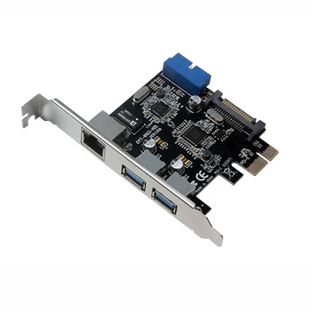 PCIe Plėtimosi Kortelės Adapteris 3 Port USB 3.0 HUB PCI-E RJ-45 Gigabit Tinklas 10/100/1000 Mbps LAN USB PCI Express Ethernet Kortele
