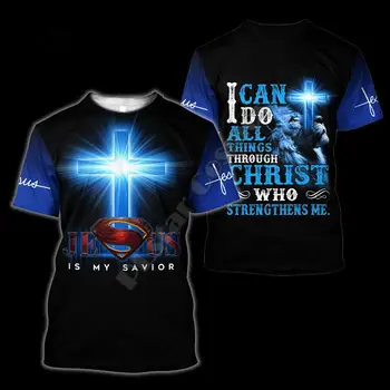 PLstar Kosmosas Krikščionių Katalikų Jėzus Retro Streetwear 3DPrint Vasaros Atsitiktinis Juokingi marškinėliai trumpomis rankovėmis Unisex (Vyrų/moterų A3