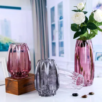 Paprastų Geometrinių Europos Vertikalios Stiklo Vaza Skaidri Spalva Šiuolaikinės Vaza Lily Kambarį Gėlių Išdėstymas
