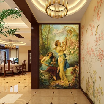 Pasirinktinius Nuotraukų Freskos Europos Stiliaus Paveikslas Aliejaus Tapybai Kambarį Įėjimo Prieškambario, Miegamojo Fone Namo Apdaila Sienos Popieriaus