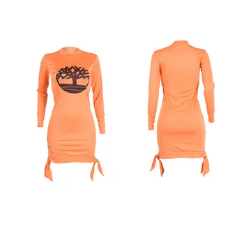 Pavasario Atsitiktinis Spausdinti Mini Suknelė Ilgomis Rankovėmis O-Kaklo Tvarstis Bodycon Suknelės Streetwear Moterų 2020 M. Mados Drabužių Vestido Mujer