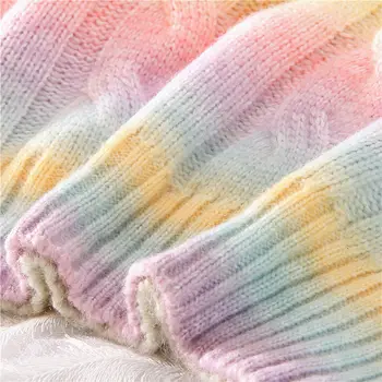 Pavasarį, Rudenį Džemperis Moterims 2021 Vaivorykštė Megztiniai Kaklaraištis Dažų Puloveris O-Kaklo Ilgi Laisvi Dryžuotas Džemperis Spalva Negabaritinių Moteris