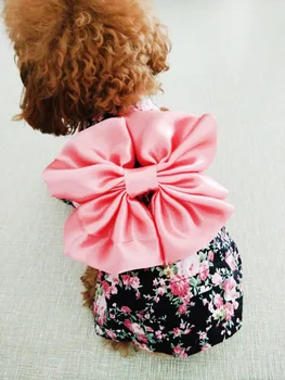 Pet drabužiai išskirtinį mažų gėlių Japonų kimono šunų drabužius lankas sijonas naminių reikmenys