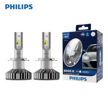 Philips LED H7 25W X-treme Ultinon LED Automobilių Žibintai Auto Lempos 6000K Balta Originalios Lemputes +200% Ryškesnis 12985BWX2, Pora
