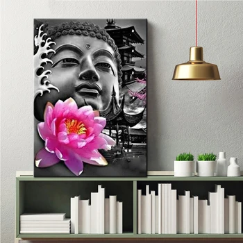 Pink gėlių Budos Statula zen piktogramą 5d 