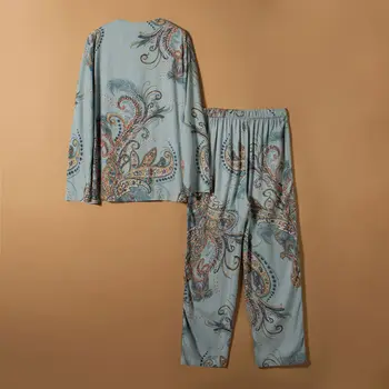 Pižama moterų 2020 m. rudenį Sleepwear nustatyti ilgomis Rankovėmis lingere Grynos Medvilnės Moterų Namų Kostiumas