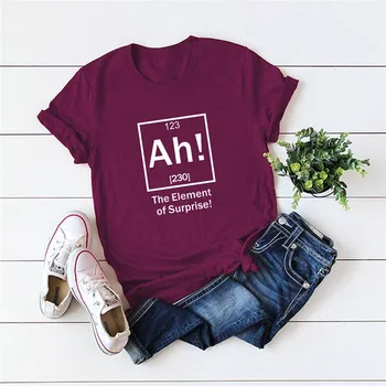 Plius Dydis S-5XL Vasaros T-Shirt AH Elementas, Print T Shirt Marškinėliai Moterims Medvilnės, O Kaklo trumpomis Rankovėmis Viršūnes Atsitiktinis Rožinės spalvos Marškinėlius