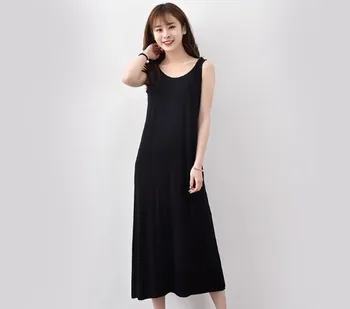 Plius dydis vasaros vest naktį suknelė naują moterų modalinio ir medvilnės sleepwear elastingumą ilgai nightdress seksualus pižamą moteriška suknelė XL-6XL
