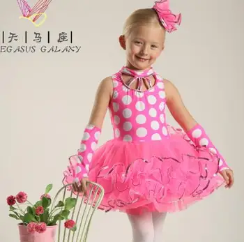 Polka dot rausva šokių kostiumas moderniojo džiazo suaugusiųjų vaikų Baleto Šokių Ballerina Mergaičių baleto leotard suknelė