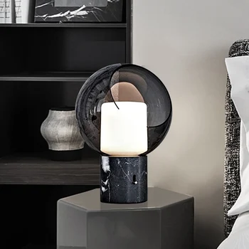 Post-modernus Populiarus Stalo šviesaus Marmuro Stalo Lempa LED Apšvietimo Apdaila Stiklo Atspalvį Marmuro Pagrindo Namų Darbalaukio Dekoratyvinis Apšvietimas