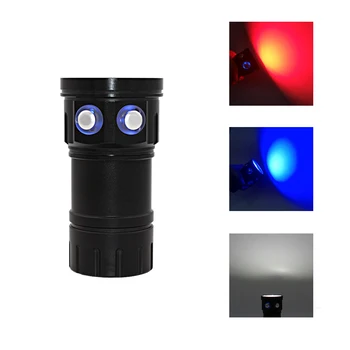 Povandeninis 27 LED Blykste Video Nardymo Žibintuvėlis 15x XM-L2 balta+6x XPE Raudona+6x XPE Mėlyna vandeniui Taktinis žibintuvėlis Lempos
